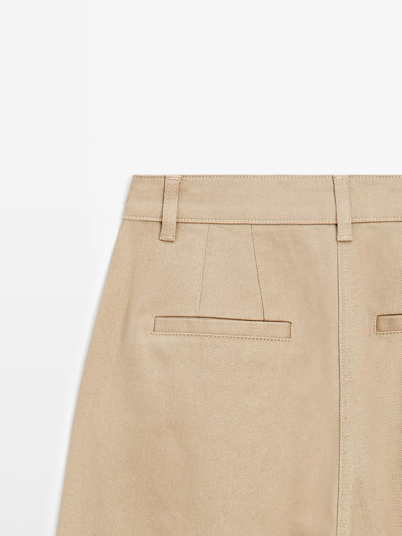 Wide-leg darted trousers