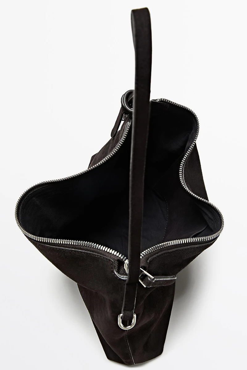 Medium split suede shoulder bag