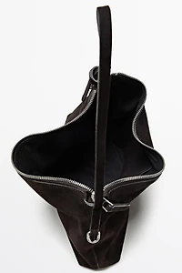 Medium split suede shoulder bag