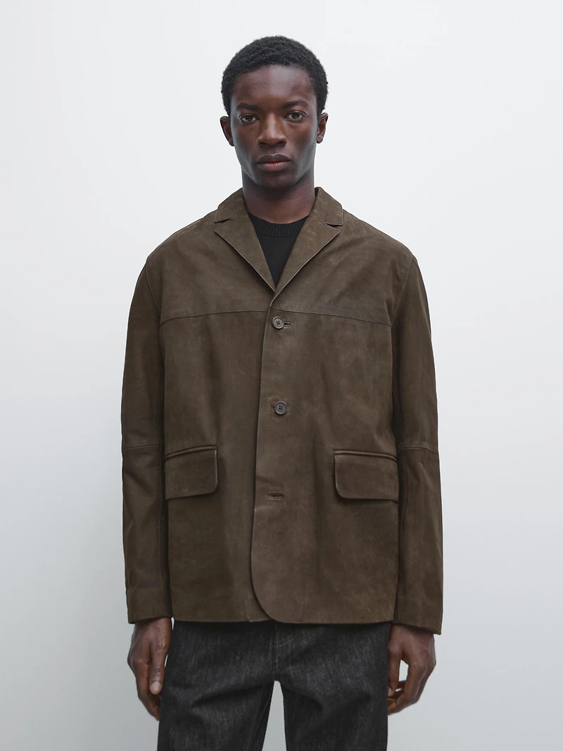 Nubuck leather blazer