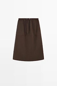Flowing midi skirt with drawstring