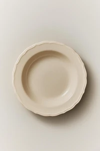 ASSIETTE CREUSE FAÏENCE BORD RELIEF