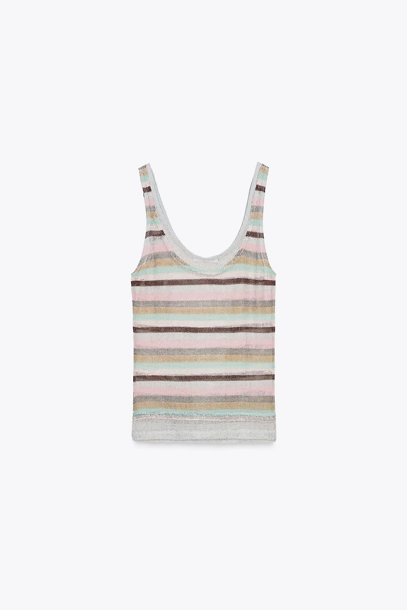 METALLIC THREAD STRIPED TOP