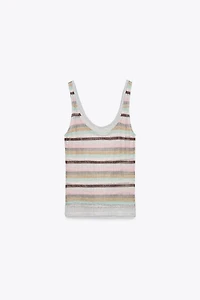 METALLIC THREAD STRIPED TOP