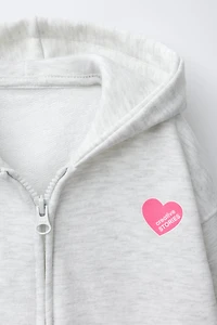 SWEAT ZIPPÉ IMPRIMÉ CŒUR