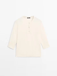Wool blend henley sweater