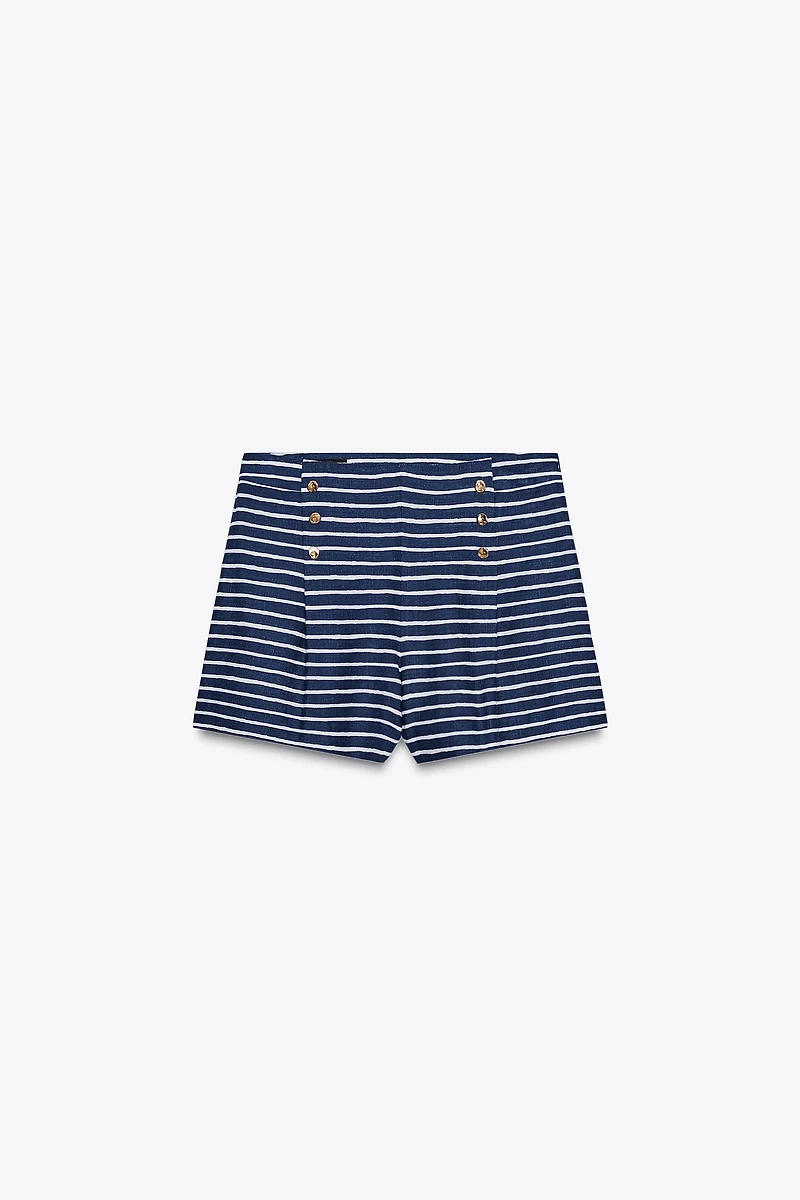 STRIPED LINEN SHORTS