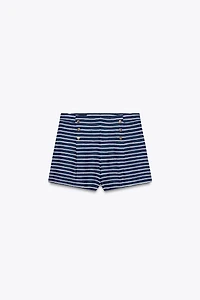 STRIPED LINEN SHORTS