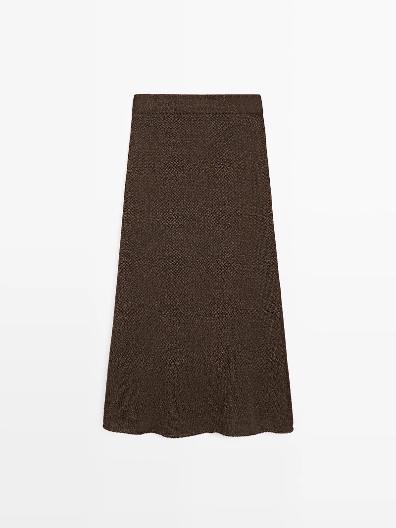 Long cotton blend knit skirt