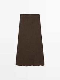 Long cotton blend knit skirt