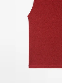 Knit halterneck top with metallic finish