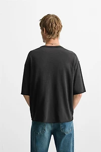 WASHED PRINT KNIT T-SHIRT