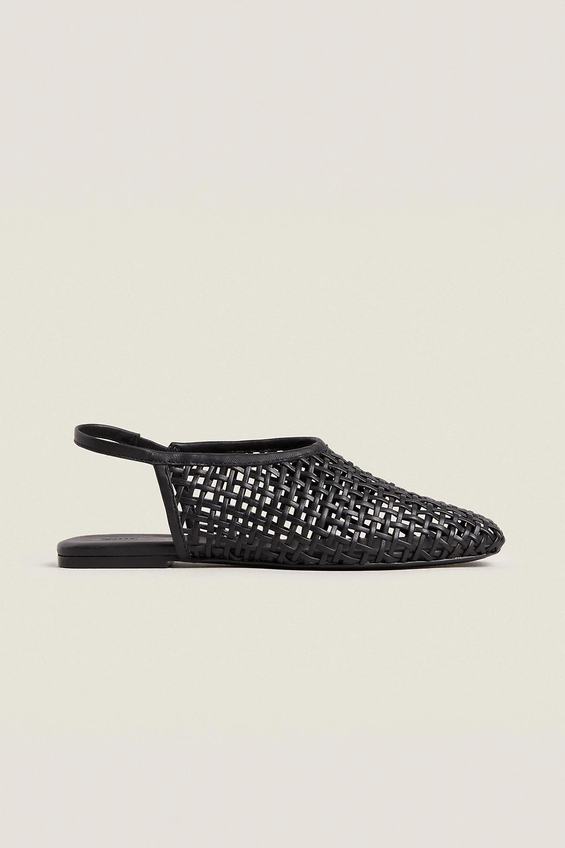 BRAIDED LEATHER SLINGBACK BALLET FLATS