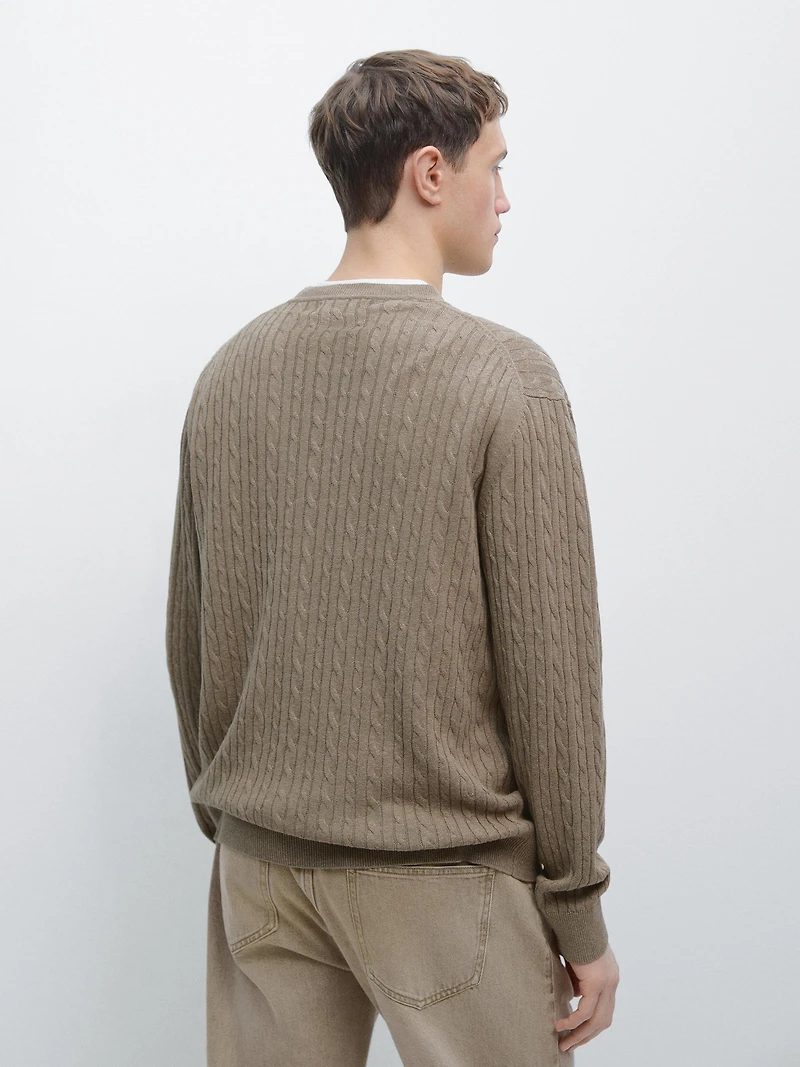 Cotton blend cable-knit sweater