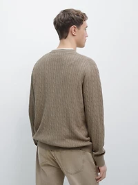 Cotton blend cable-knit sweater