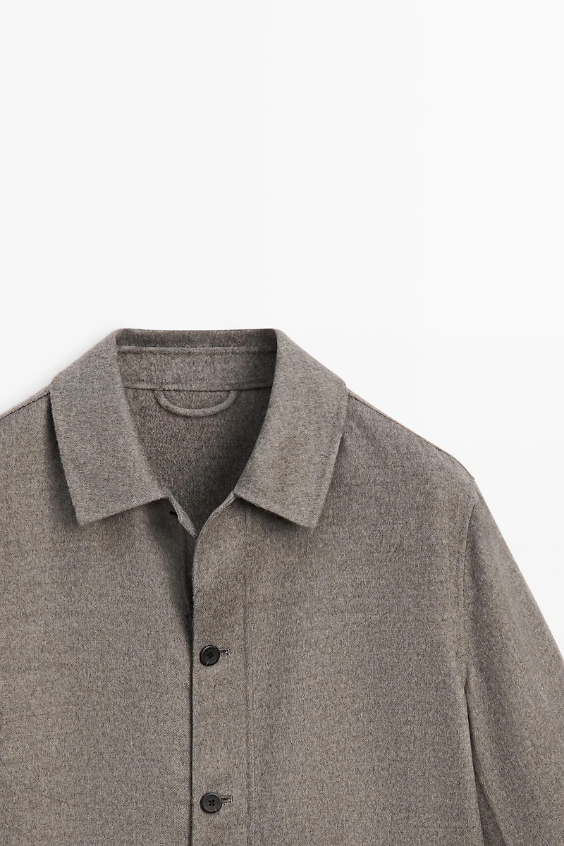 Wool blend overshirt with button detail