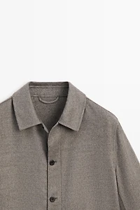 Wool blend overshirt with button detail