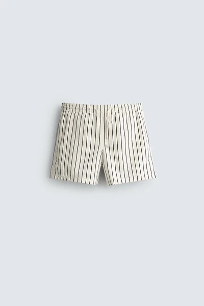 STRIPED MID-LENGTH SWIM TRUNKS