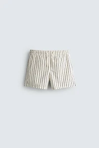 STRIPED MID-LENGTH SWIM TRUNKS