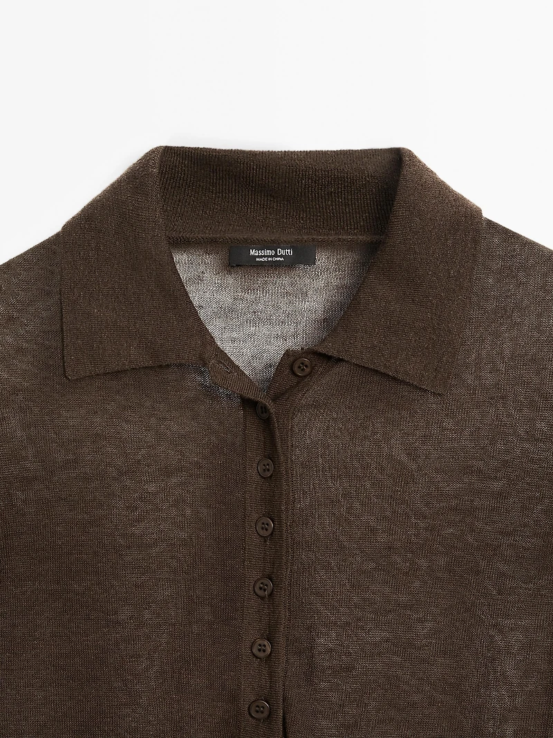 Linen blend semi-sheer knit sweater
