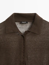 Linen blend semi-sheer knit sweater
