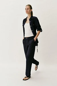 WRINKLED EFFECT STRAIGHT PANTS