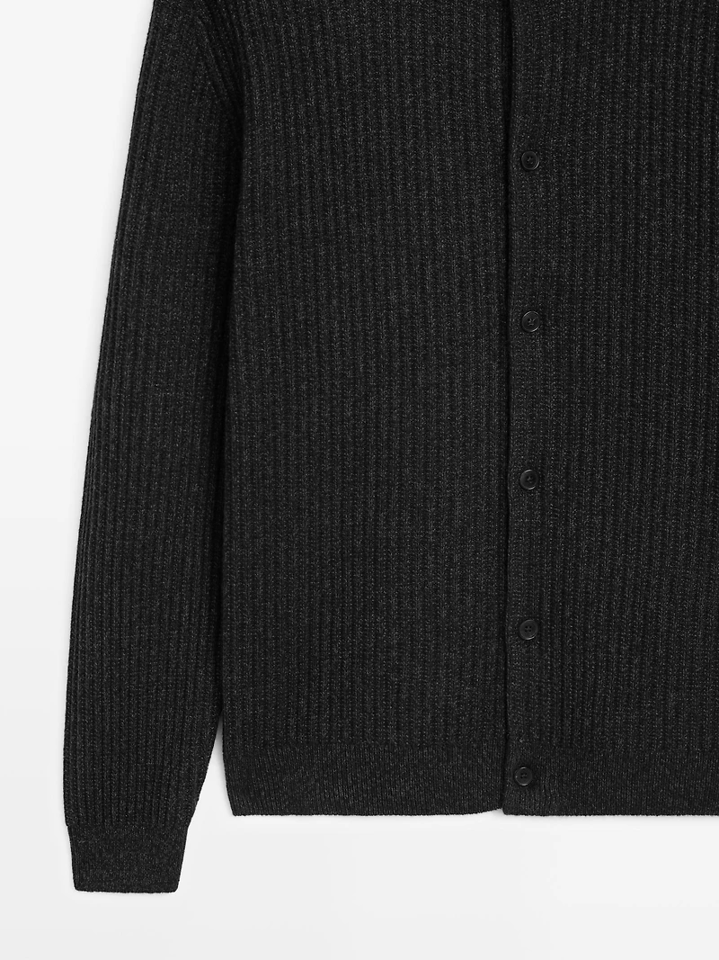 Cardigan avec boutons en coton et laine