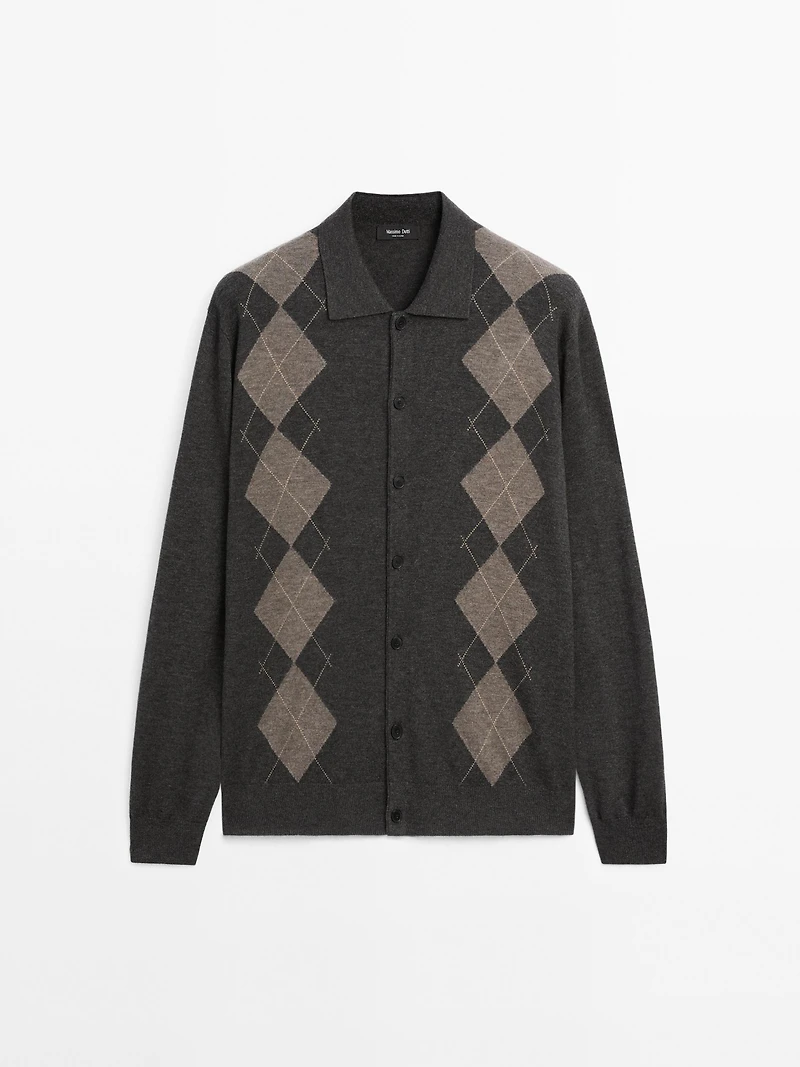 Wool blend knit cardigan