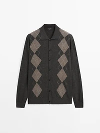 Wool blend knit cardigan
