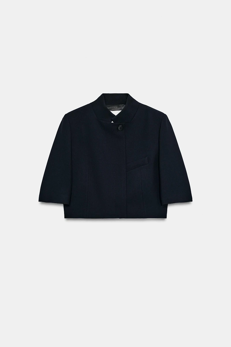 ZW COLLECTION CROPPED SHORT SLEEVE BLAZER