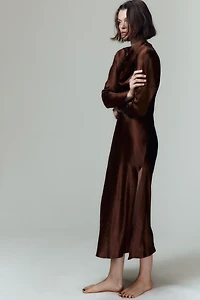 CRINKLE EFFECT PLEATED MIDI DRESS