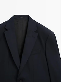 Pinstripe wool suit blazer