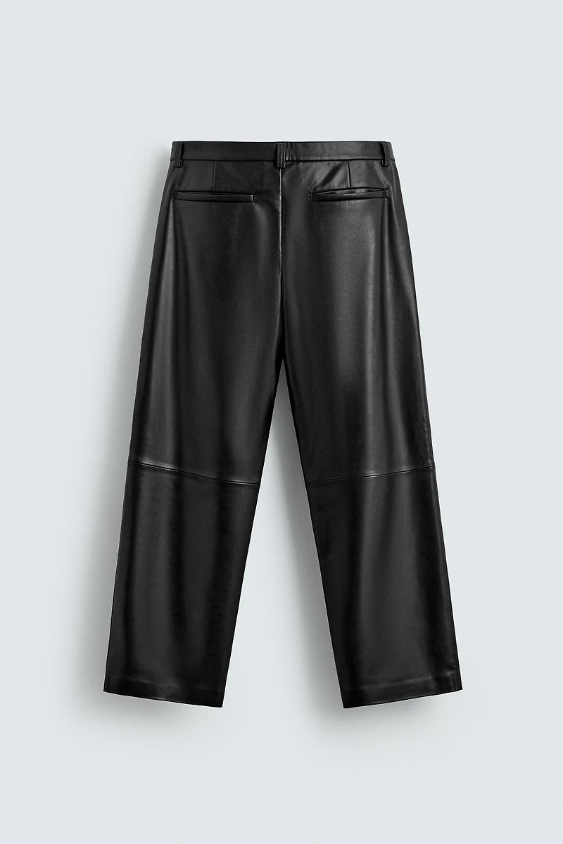 FAUX LEATHER RELAXED FIT PANTS