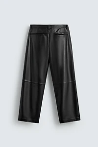 FAUX LEATHER RELAXED FIT PANTS