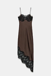 ASYMMETRICAL SATIN LACE DRESS ZW COLLECTION