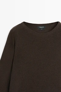 Pull col rond mouliné en pur coton