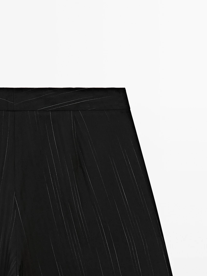 Darted trousers with stripe print detail
