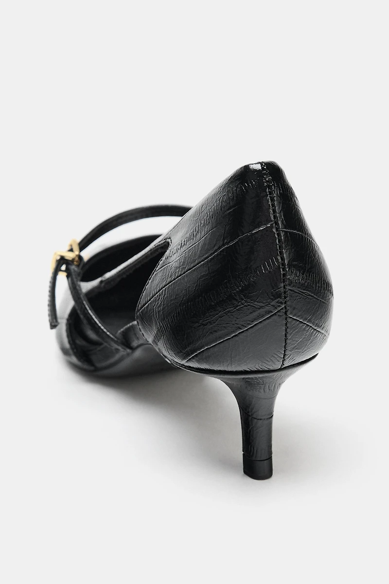 EMBOSSED MID-HEIGHT HEELS WITH SIDE CUTOUTS