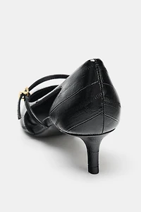 EMBOSSED MID-HEIGHT HEELS WITH SIDE CUTOUTS