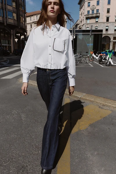 BEADED POPLIN SHIRT