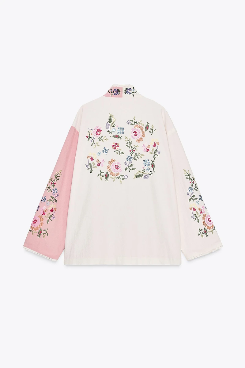 CAFTAN EN COTON AVEC BRODERIES FLEURS