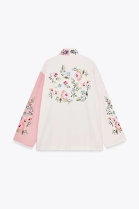 CAFTAN EN COTON AVEC BRODERIES FLEURS