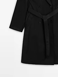 Long trench coat with inner waistcoat