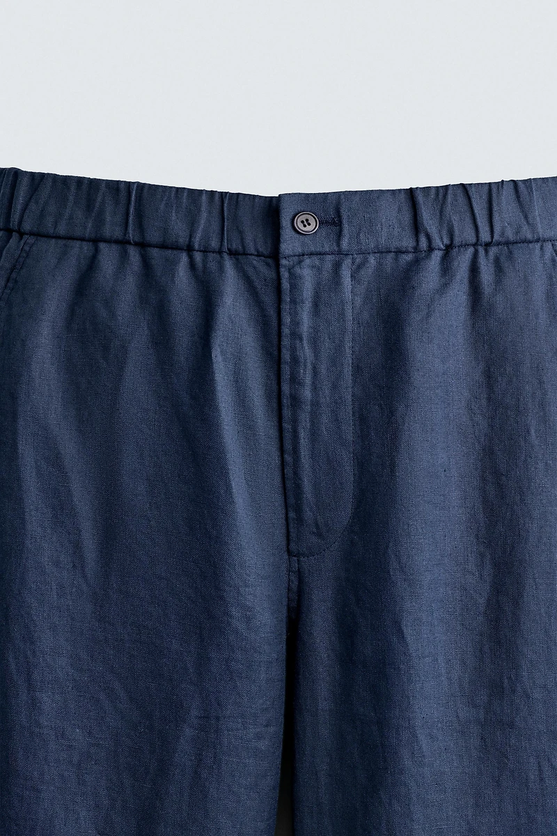 100% LINEN REGULAR FIT PANTS