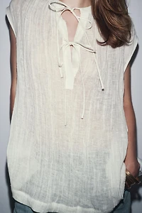 BLOUSE EN LIN À NŒUDS ZW COLLECTION