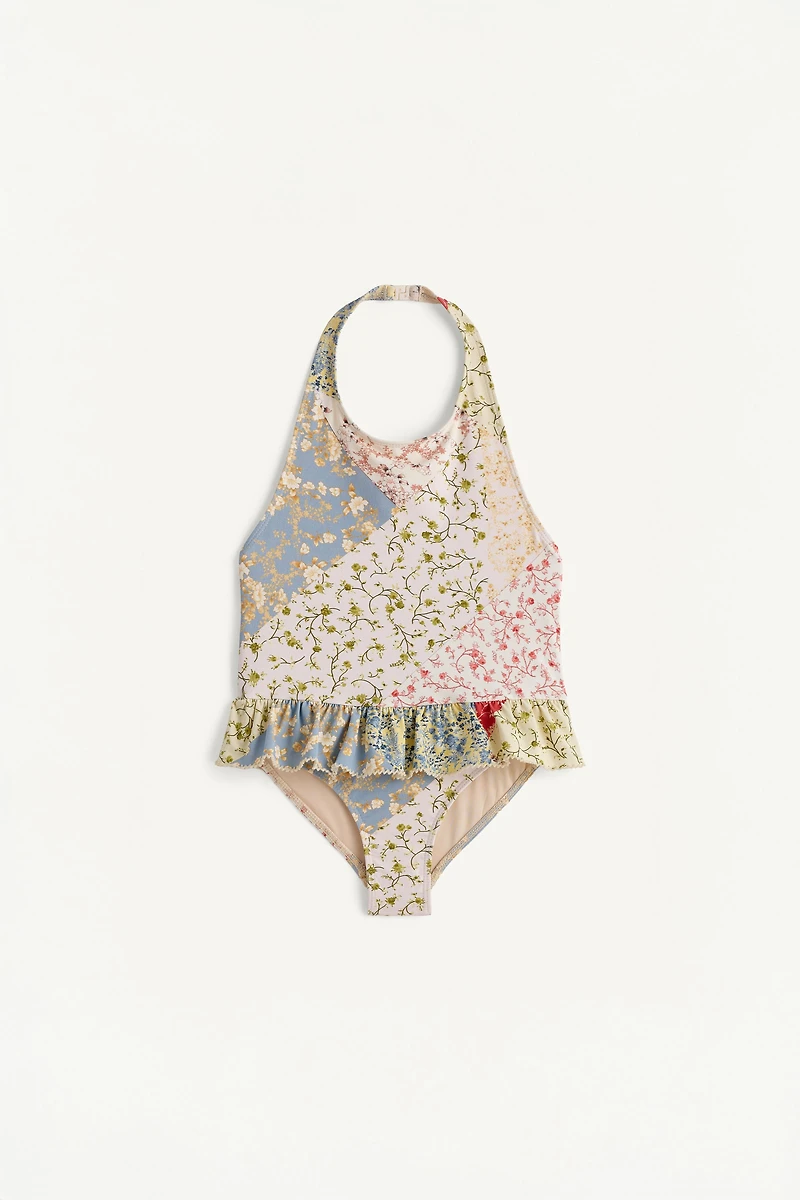 LIMITED EDITION PATCHWORK HALTER SWIMSUIT