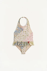 LIMITED EDITION PATCHWORK HALTER SWIMSUIT