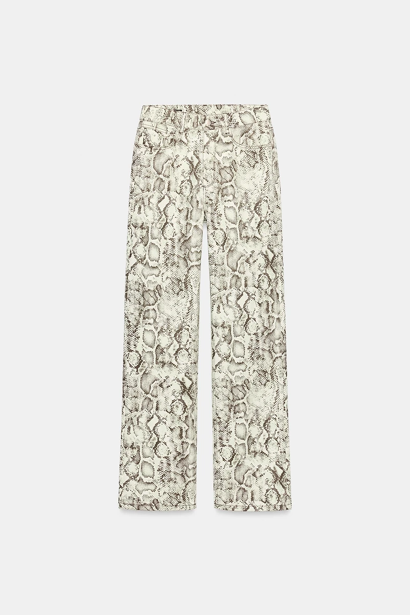 Z1975 HIGH-RISE STRAIGHT LONG LENGTH ANIMAL PRINT JEANS
