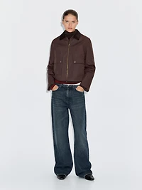 Short jacket with corduroy collar detail