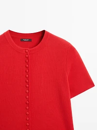 Short sleeve knit cardigan with button details